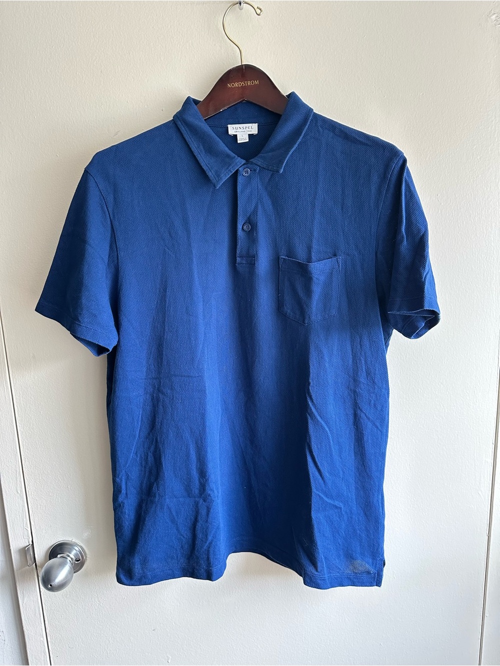 Sunspel Riviera Royal Blue Cotton Polo US L